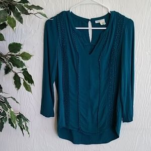 Anthropologie meadow rue teal top small boho